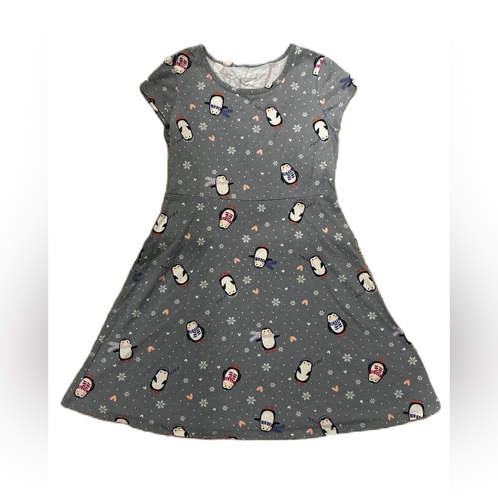 NWOT Wonder Nation Gray Penguin Print Dress Sz. Large-10/12